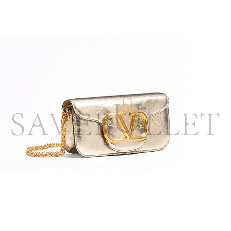 Va1e*ntin0 small Va1e*ntin0 garavani locÒ metallic calfskin shoulder bag 6w2b0k53uke_r16 (20*11*5cm)